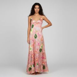 Robe jade imprimé fleuri col à nouer dos nuFemme HOLLY AND JOEY