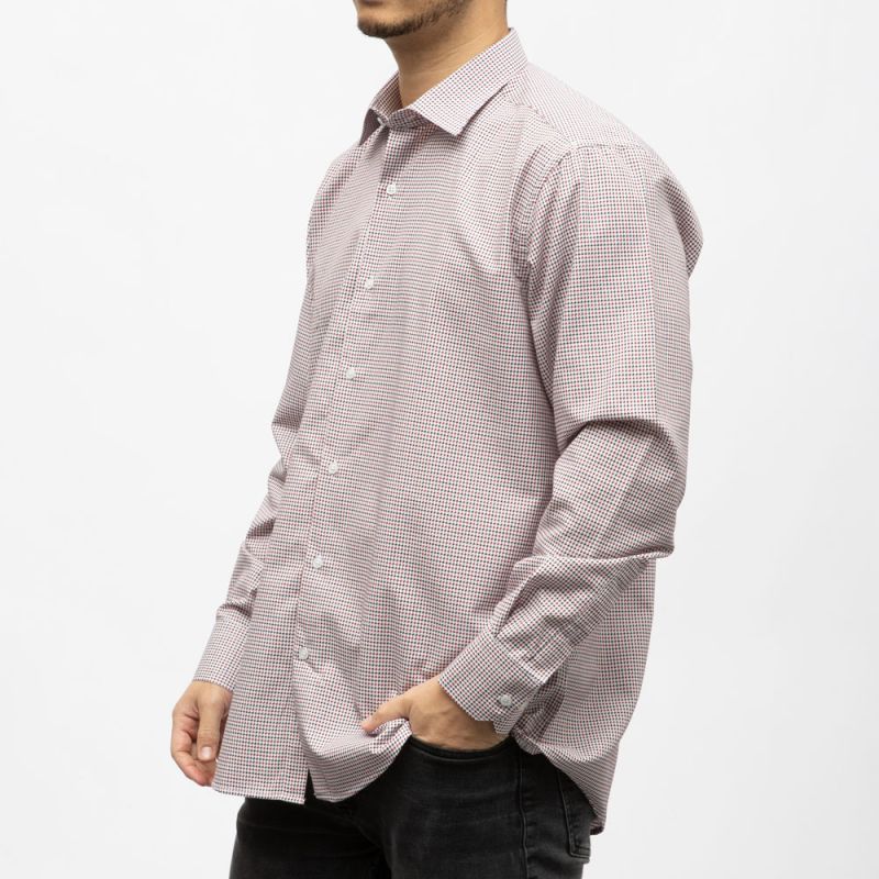 Bill00 chemise coton poly blanc Éclatant - pied de poule Homme BILL TORNADE