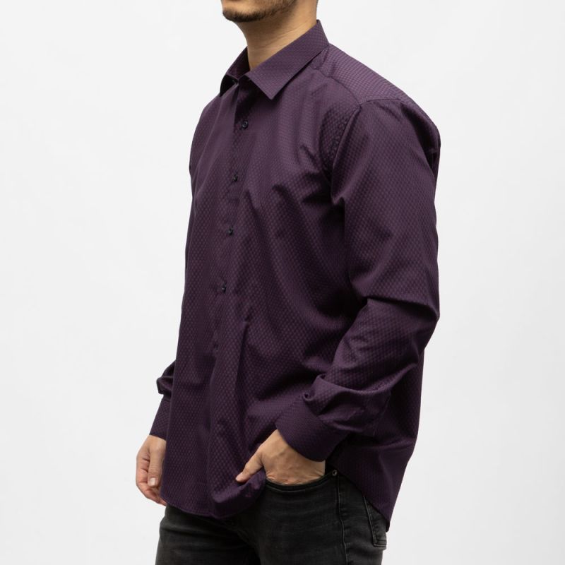 Bill00 chemise coton poly lie de vin - jacquard Homme BILL TORNADE