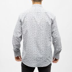 Bill00 chemise coton poly blanc motif fleurs bleues Homme BILL TORNADE