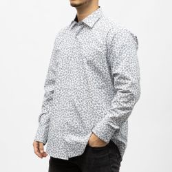 Bill00 chemise coton poly blanc motif fleurs bleues Homme BILL TORNADE