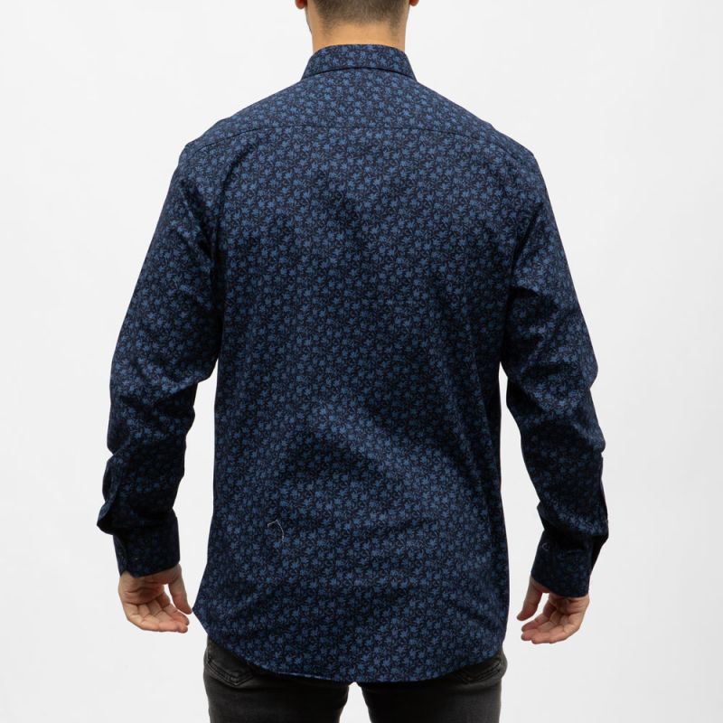 Bill00 chemise coton poly bleu marine - jacquard Homme BILL TORNADE