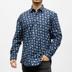 Bill00 chemise coton poly bleu nuit - paisley Homme BILL TORNADE