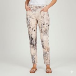 Pantalon fermeture asymétrique beige à motifs Femme PLEASE