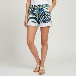 Short unbleached motif palmier avec ceinture brillante Femme PLEASE