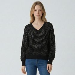 Pull col v noir redortiers Femme LES TROPEZIENNES PAR M.BELARBI