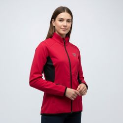 Veste col cheminée softshell bi color rouge zip noir femme Femme ROSSIGNOL