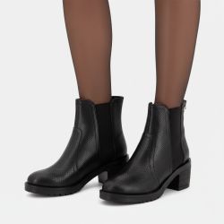 Bottines en cuir mine à motif serpent noir Femme LES TROPEZIENNES PAR M.BELARBI