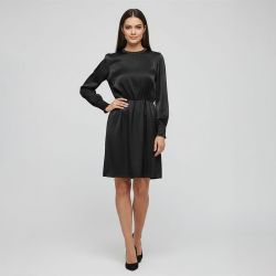 Robe manches longues cocktail noire satinée Femme ONLY