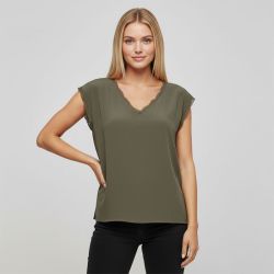 Haut manches courtes selina kalamata col v Femme ONLY