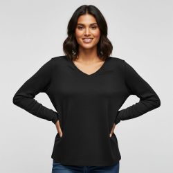 T shirt manches longues col V à paillettes karanda red Femme ONLY