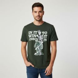 Tee shirt Checkmate avec imprimé squelette sully vert foncé Homme JACK & JONES