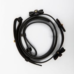 Bandoulière sac Lison cuir à fleurs noir 136cm Femme LANCEL