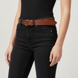 Ceinture tout cuir boucle argentée Femme DOCKERS
