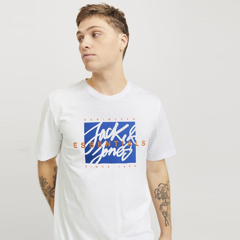Tee shirt jwhcolton white 12298014 4502 Homme JACK & JONES