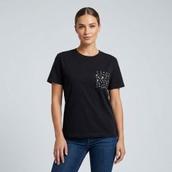 Tee shirt coton avec poches à strass cilla Femme ONLY