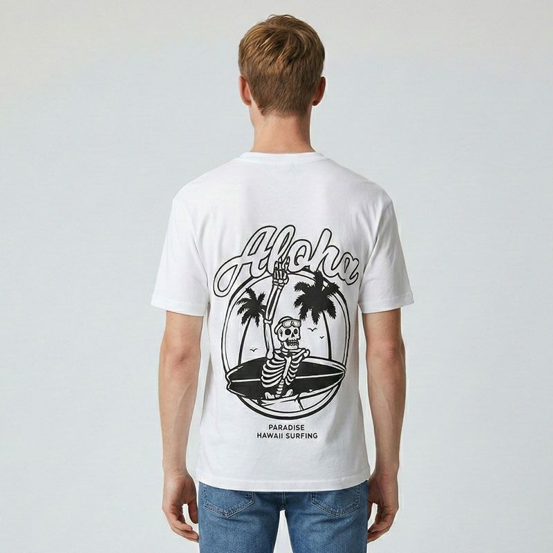 Tee shirt blanc Aloha coton Homme JACK & JONES