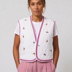 Gilet coton écru Vanida brodé Femme LA PETITE ETOILE