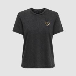 Tee shirt black loni leo heart onllucy 15366076 4478 Femme ONLY