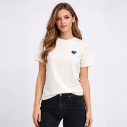 Tee shirt cloud dancer black heart onlalma 15366421 4498 Femme ONLY