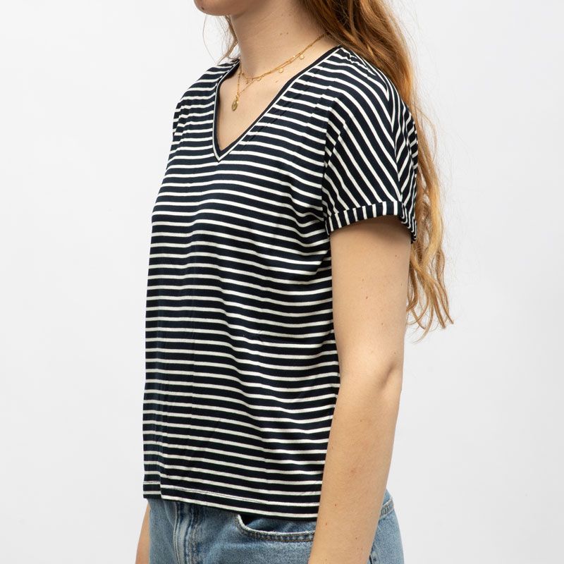 Tee shirt Issy col v à rayures Femme JDY