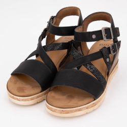 Sandales compensées à scratch motif serpent avec double boucle Femme MUSTANG