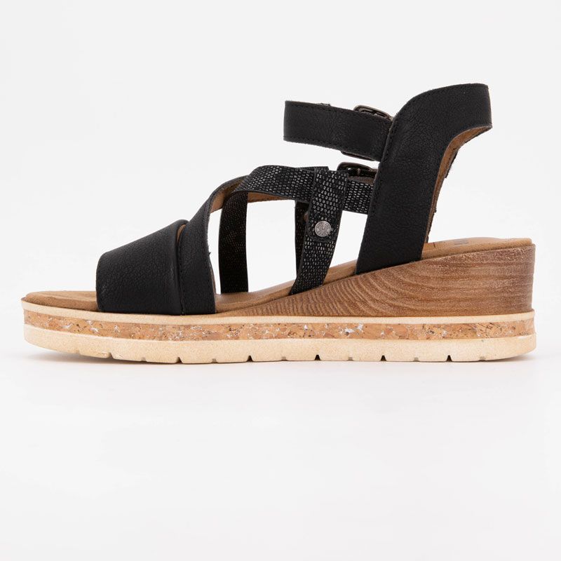 Sandales compensées à scratch motif serpent avec double boucle Femme MUSTANG