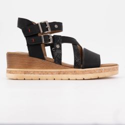 Sandales compensées à scratch motif serpent avec double boucle Femme MUSTANG