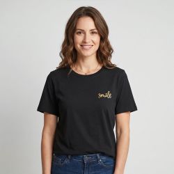 Tee shirt black folina col rond imprimé texte Femme VERO MODA