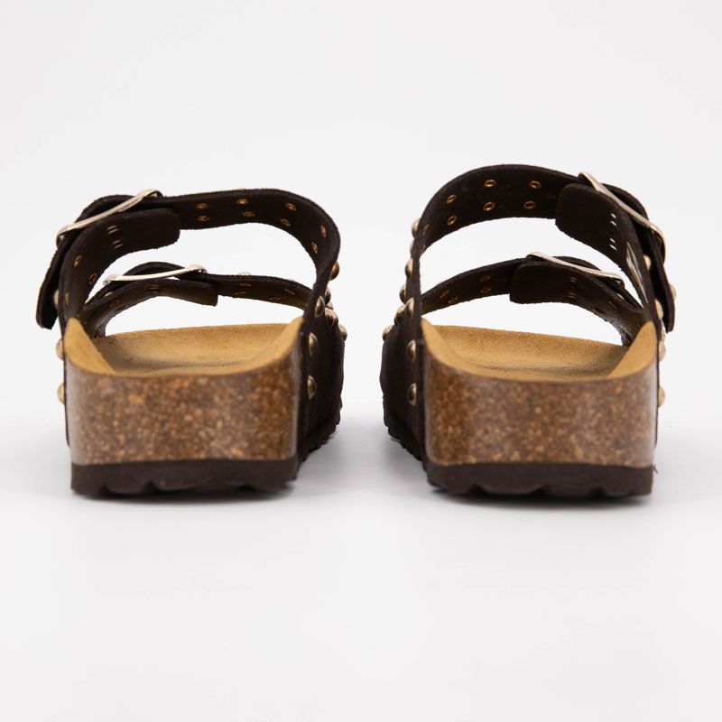 Mules semelle épaisse beige avec clous gold Femme I AM