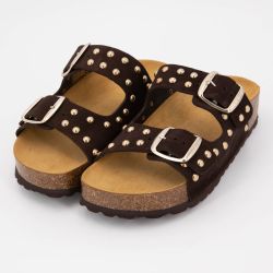 Mules semelle épaisse beige avec clous gold Femme I AM