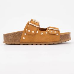 Mules semelle épaisse beige avec clous gold Femme I AM