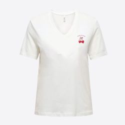 Tee shirt onlhenny cloud dancer sweet moments 15349151 4539 Femme ONLY