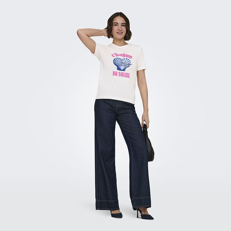 Tee shirt cloud dancer lamour onlhenny 15327666 4539 Femme ONLY