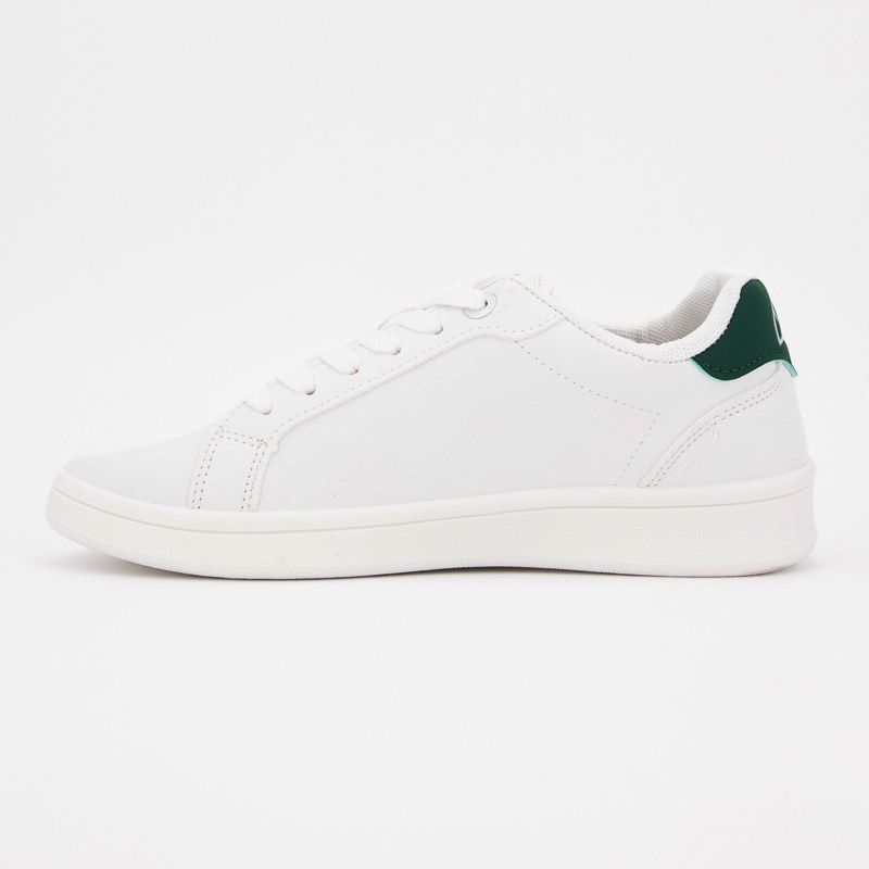Baskets blanches empiècement vert avec logo doré Femme ELLESSE