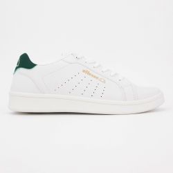 Baskets blanches empiècement vert avec logo doré Femme ELLESSE
