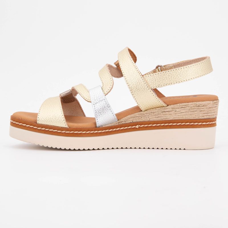 Sandale compensee grabado oro multi 528 t36/41 Femme BIOSTOCK