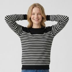 Pull fin marinière col rond coton à boutons Homme BILL TORNADE