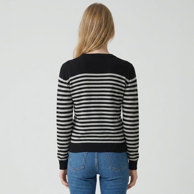 Pull fin marinière col rond coton à boutons Homme BILL TORNADE