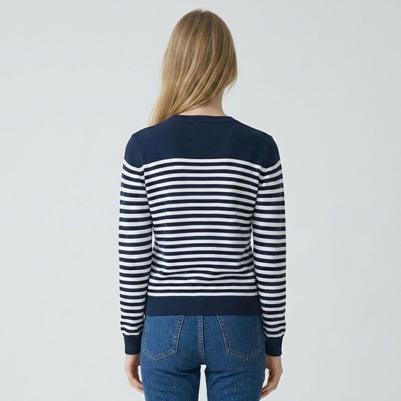 Pull fin marinière col rond coton à boutons Homme BILL TORNADE
