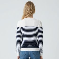 Pull fin marinière col rond coton à boutons Homme BILL TORNADE
