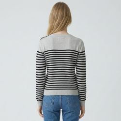 Pull fin marinière col rond coton à boutons Homme BILL TORNADE