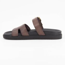 Mules boucle dorée lanières en cuir Femme I AM