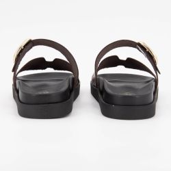 Mules boucle dorée lanières en cuir Femme I AM