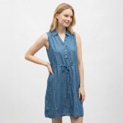 Robe col V sally manches 7/8 denim Femme JDY