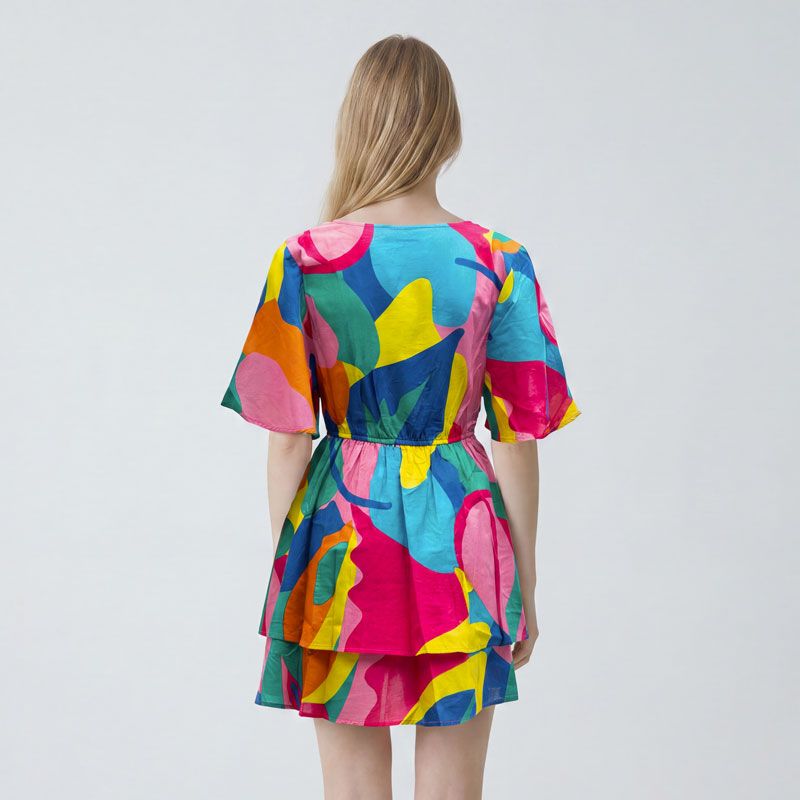 Robe courte multico abstrait idesia 12420252b Femme LES TROPEZIENNES PAR M.BELARBI