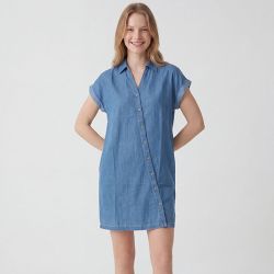 Robe courte col v à boutons denim acerola Femme LES TROPEZIENNES PAR M.BELARBI