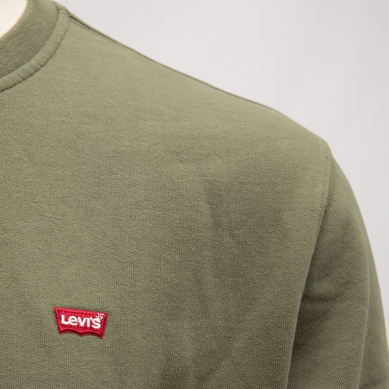 Sweat à col rond coton vert logo brodé Homme LEVI'S