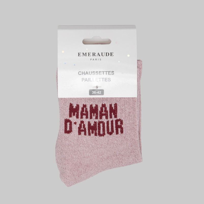 Chaussette nude maman d amour a paillette em-ch-xgs2630 Femme EMERAUDE