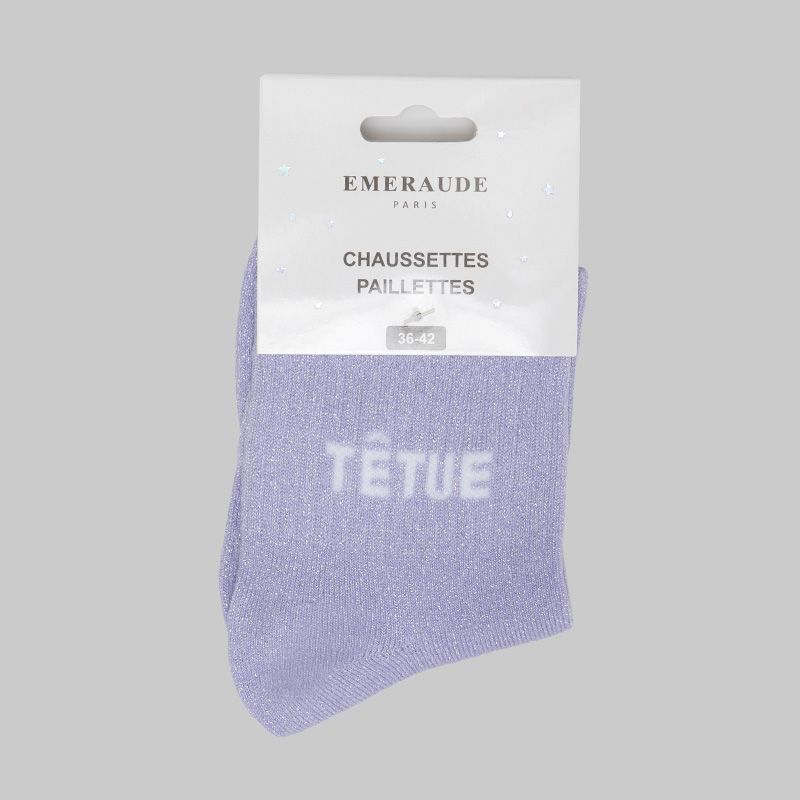 Chaussette parme tetue a paillette em-ch-xgs2609 Femme EMERAUDE